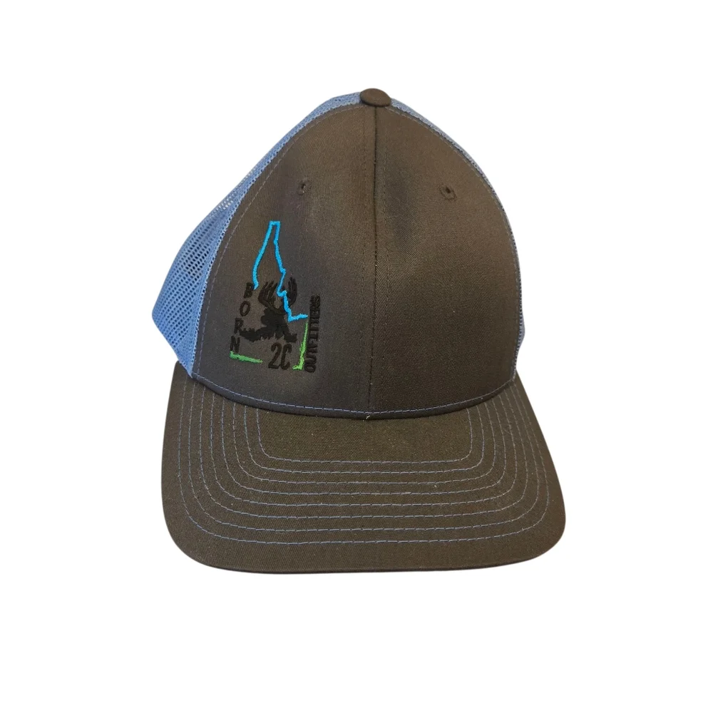 Richardson Style - 112 Trucker Hat Blue and Grey Mesh Embroidered Design